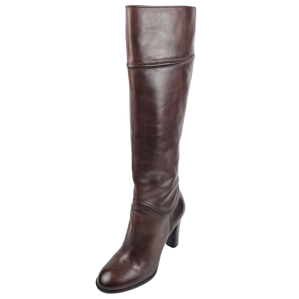 Enzo Angiolini Brown Leather 3.5” High Heel Boots Size 9